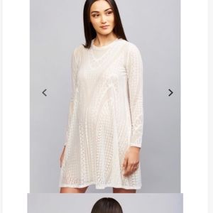 BCBG lace long sleeve maternity dress in cream - size S